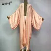 Winyi Kimono Boho Monocolour Kaftans Beach Wear Элегантные праздничные наряды для женщин прикрытие удобное платье 240417
