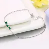 Strands Mobuy Mbhi017 Casual Square Green Gemstone Chalcedon Bracelet Armreifen 925 Sterling Silber Schmuck Weißgold für Frauen plattiert