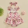 Ensembles de vêtements bébé fille roberie florale robe sans manches licait le bouton sans dossier de bodys à saut