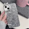 Cell Phone Cases Luxury Bling Glitter Sequin Electroplated Phone Case For iPhone 15 14 13 12 11 Pro Max Bow Tie Design Camera Protective Cover d240424