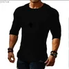 Men's T-Shirts 2023 Cross border New Mens Top Four Seasons Long sleeved Solid Color Casual T-shirt for MenL2404