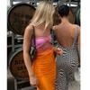 Basis Casual jurken Hollow Out Mouwless Backless Summer Beach Jurken Party Club Midi 2024 Patchwork Y2K Strapless Bodycon Dress Sexy Women 20460L2403