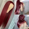 Synthetic Wigs New 613 Blue/Pink/Purple/Yellow/Red Colorf Brazilian Straight Lace Front Wig Pre Plucked Frontal Hair For Women Drop De Dhe8F