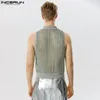 Style de mode sexy Tops Incerun beaux hommes en filet rayé Micro Transparent Tank mâle mâle Hal High Gilet S-5XL 240419