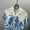 Summer Mens Casualcollar Shirts à manches courtes à manches vintage Impression de plage hawaïenne Silk 240419