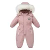 One-Pieces Aynigiell Winter für Kinder 25 Jahre dicke warme Säuglings Overalls Baby Girls Jungen Baumwolle Kapuze-Jumpsuit Outdoor Ski Snowsuit