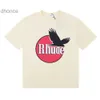 Herr designer kort ärm mode trend trendiga varumärke Rhude Eagle Print Letter Lous Round Neck T-shirt par