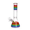 Rainbow ring painted thickened heat-resistant high borosilicate glass hookah, water pipe, beaker, 10.4 inches