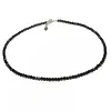 Colliers New Natural Black Spinel 23 mm Facette 925 Collier de tour de cou en argent sterling 15 pouces