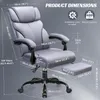 Kontorsstol, verkställande läderstol Big and Tall Ergonomic Computer Desk Chair, Comfy Swivel Rolling Listan Lumbal Support Task Stol med justerbar hög rygg