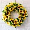 Faux Floral Greenery Artificial sunflower pattern decoration spring decoration yearround flowering green leaf decoration used for outdoor front door indoor and w