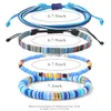 Strand Bohemia 4pcs/set Colorful Cotton Bracelet Polymer Clay Seeds Beads Wristbands For Women Men Summer Beach Jewelry