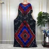 Ethnic Clothing 2024 Summer Africn Femme Short Sleeve Dress Big Scarf Cotton Printed Loose Robe Boubou Kaftan Muslim Women Abaya