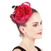 Coiffes Femmes Elegant Black Fascinator Clips de cheveux pour les mariages Party Tea Church Fedora Chapeaux Fedies Bridal Wedding Headwear accessoire