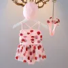 Swimwear Pasgeboren babymeisje Strawberry Swim Suit met dop kopteksel baby peuter tutu jurk badmode badkleding kind zwemkleding