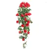 装飾的な花人工シルクバラの花アイビー偽のプラスチック植物吊りガーランドウェディングホームウォールデコレーションフェイク植物葉
