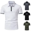 Zomerheren honkbal shirt mode casual ritssluiting met korte mouwen t-shirt golfpolo 240418