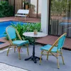 Camp Furniture Factory Supply PE Plastic Cane Rattan Chair All Weather UV Resistant Outdoor Garden Sets For Bistro Restaurant Cyber Cafe