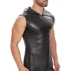 Herren Tanktops Männer sexy pu Leder Unterhemd