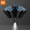 Blazers Xiaomi 10 Ribs Uv Umbrella Women's Automatic Umbrella Male Led Automatic with Reflective Stripe 3folding Inverted Umbrellas