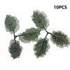 Decorative Flowers 10 Pcs Simulated Christmas Large Leaf Artificial Green Three-Branch 12cm Bouquets Centerpieces Cake Decorations