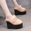 Lässige Schuhe im Inneren erhöhen dicke untere Muffin flauschige Halbschuhe weibliche Herbst -Winter Außen -Verschleiß Keilscheibe 13 cm Zapatos
