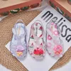 Sandaler Mini Melissa Children Sandaler Nya flickor Sandaler Summer 2023 Mjuk Peep-Toe Antiskid Crystal Princess Children Little Girls Sandal 240423