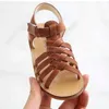 Sandaler Summer Toddler Kids Baby Woven Sandals For Little Girls Boy Black Brown Casual School Flat Beach Shoes 1 2 3 4 5 6 Year Old New 240423