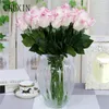 15pcs/działka sztuczna kwiat prawdziwy dotyk nawilżający dom róży dekoracja domowa Fałszywa Flowral Wedding Bride Bukiet Walentynki Prezent 240415