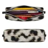 Leopard Animal Pälstryck Pencil Case Fashion Pen Box Bag Girl Boy Big Capacity School Supplies Gifts Pouch