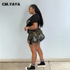 Cmyaya plus size dames camouflage gedrapeerde taille shorts rokken 2023 mode zomer streetwear ins curve mini rok 240415