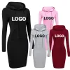 Polos anpassade logotyp kvinnor hoodie klänning märke printsd lång ärm huvtröja casual hooded jumper fickor tröja toppar