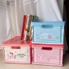 Bins Kawaii Collapsible Plastic Storage Box Toy Folding Sundry Storage Basket Case Utility Cosmetic Container Desktop Hard Tool Boxes