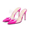 Terlik kadın sandaletler karışık renkler şeffaflık ince topuk parti femme ayakkabıları bahar yaz sivri ayak parmağı pompaları tasarımcı 2024