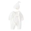 One-Pieces Lawadka 06M Spring Baby Girls Boys Romper Hat Cotton White Clothes For Girls Fashion Infant Jumpsuit Newborn Babies 0 to 3 M
