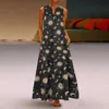 Summer Bohemian sundress vintage ärm är blommig tryckt maxi lång klänning casual robe femme party vestido sarafans 240419