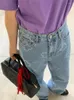 Frauen Jeans hohe Taille Frühling Lange Hosen Frauen lieben Druck modis koreanischer Stil Lose Plissee Ladies Hosen lässige Frau Weitbein Hosen