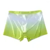 Underbyxor män shorts mäns gradient färg is siden underkläder med u-konvex design mid-rise smala passformar höga elasticitet trosor