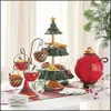 Kerstopslag decoraties rek dessert tafel fruit dubbele laag cake stand candy bord snack lade xmas decor bowl h102 dhizn