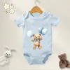 Jednoczęściowe dziecięce chłopcy chłopcy romper 100% bawełniany słodki niedźwiedź nadruk kombinezon niemowlę odzieży nowonarodzone ubrania dla niemowląt