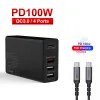 Chargers 100W PD Adaptador USB 4 Port USB Adaptador de energia do carregador USB para MacBook ThinkPad Xiaomi iPhone 8 11 XS XR