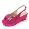 Sandals Venus Chan Italian Design Wedding Wedges hHigh Heels Fuchsia Color Ladies Shoes With Matching Bag Set Nigerian for PartyL2404