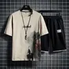 Summer Mass Fashion Sportswear list drukujący krótkie koszulka i szorty Dwukkładowe zestawy w ubraniach dla mężczyzn 240415