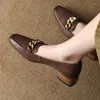 Casual schoenen schapenvacht retro pompen dames vintage gezellige med hakken glippen op dikke hiel eenvoudig met ketting dames loafers