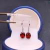 Stud Earrings Natural Garnet Ear Simple Fashionable Exquisite Compact 925 Silver Studs Lady Charm