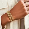 Strand Ccgood Gold Plated Pärlat armband stretcharmband för kvinnor minimalistisk boho smycken stapelbar pulseras present gilr vän