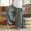 Pantaloni maschili in stile cinese estivo pantaloni leggeri a largo gambe uomini oversize ics seta casual sport hip-hop svasato