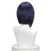 Wigs Lemail wig Synthetic Hair Genshin Impact Kujyo Sara Cosplay Wig 35cm Short Blue Wig Cosplay Wigs for Women Heat Resistant Wig