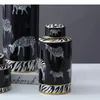 Storage Bottles Zebra Painting Ceramic Vases Candy Jars With Lid Decorative Porcelain Jar Desk Decoration Flowers Vase Nordic Home Decor