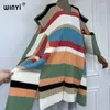 Casual Dresses Winyi Winter Dress Stripe Design Comfort Warm Fashion Caftan Christmas Party Elegant Africa Sexig födelsedag för kvinnor